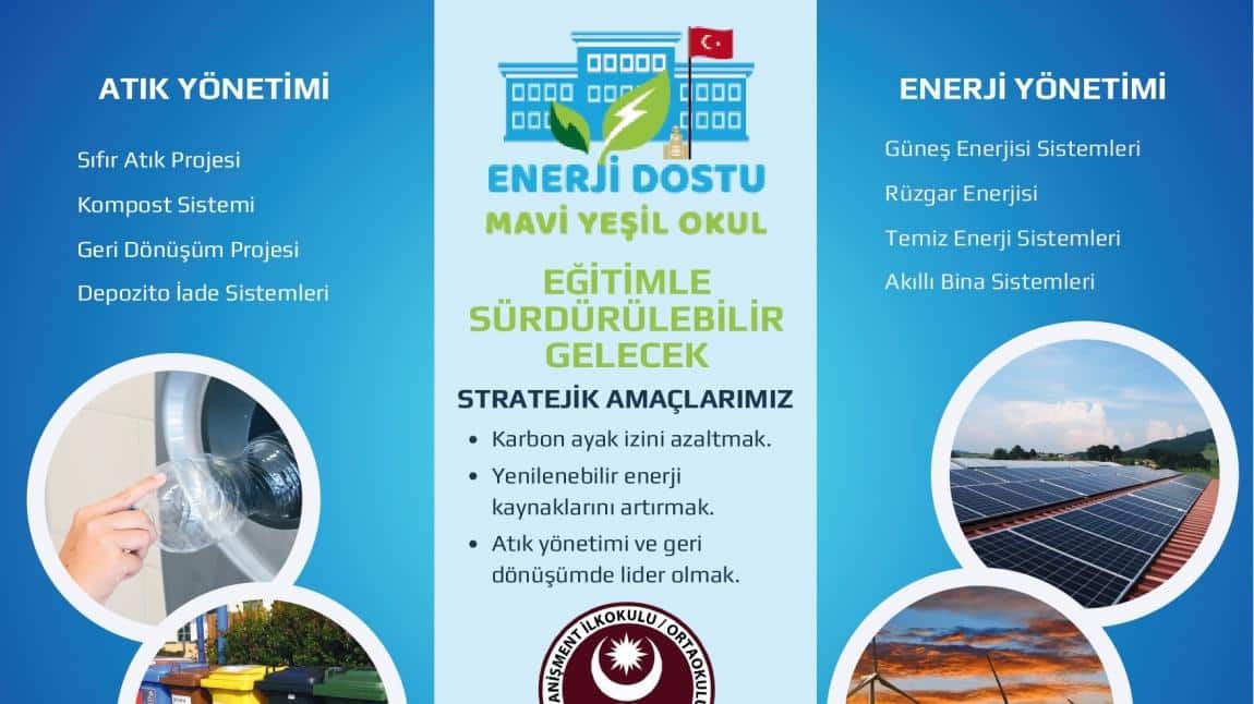 ENERJİ DOSTU MAVİ YEŞİL OKUL PROJESİ KAPSAMINDA AFİŞ VE BROŞÜR TASARLADIK